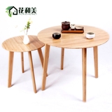桌移动桌简约边几角几小茶几竹制圆桌床边桌实木咖啡桌欧式沙发边