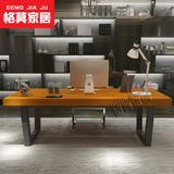 简约现代铁艺实木电脑桌书桌长方形桌子办公桌会议桌多功能餐桌