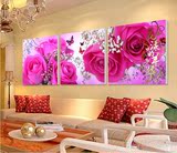 9红玫瑰 壁画挂画沙发背景墙装饰画水晶膜无框画客厅卧室三联画