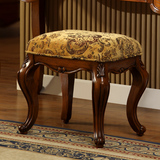 梳妆台凳子 美式全实木化妆凳 欧式布艺软包凳 卧室方凳小椅子
