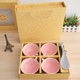 韩式陶瓷树叶碗创意饭勺餐具 礼品套装商务年货送礼批发 礼盒包装