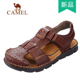Camel/骆驼2016夏季男凉鞋沙滩鞋包头皮凉鞋真皮正品A262396041