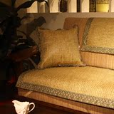 现代田园防滑沙发垫凉席沙发垫条纹藤编凉席沙发垫抱枕套椅子坐垫