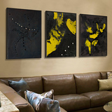 抽象装饰画三联挂画客厅沙发背景油画现代简约创意封塔纳作品涅槃