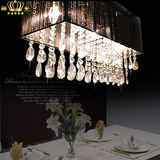 灯黑色拉丝灯 LED水晶餐吊灯调光调色长方形饭厅灯美式餐厅