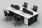 北京办公家具四人位组合屏风白色办公桌职员电脑桌钢架简约工作位