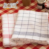 缝物语 日式简约红蓝文艺格子茶巾布艺餐垫餐巾擦手布厨房全棉