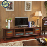 欧美式乡村客厅卧室简约现代地中海2米实木电视地柜茶几组合套装