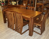惠宜高端实木餐桌 简约厚重乌金木餐台 现代中式家具1.8米长饭桌