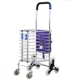 a铝合金轻便携式可折叠带凳子六轮爬楼购物车老年人买菜推拉行李