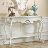 乔克斯别墅家具 欧式实木玄关台 客厅描银雕花白色玄关桌装饰柜子