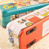 小白菜♥韩国迪士尼系列文具盒汽车文具盒带轮子 铁质三层铅笔盒