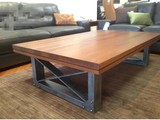 美式家具铁艺复古实木餐桌咖啡桌子简约长方形客厅办公桌茶几