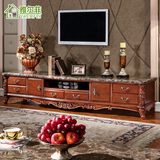 雅尔菲家具 欧式大理石电视柜 简约美式实木雕花客厅地柜组合2米