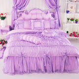 雅吖家纺纯棉韩版公主蕾丝四件套床上用品床裙全棉床单被套1.8m床