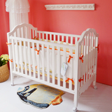 贝乐堡 夏洛特多功能松木婴儿床带滚轮BABY床欧式环保实木宝宝床