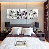 无框美式抽象客厅餐厅沙发卧室背景壁画挂画无框画三联画 透明花