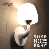 白色金属烤漆蘑菇单头简约壁灯白色玻璃灯罩led床头灯浴室走廊灯