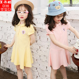 连衣裙女童夏装韩国中大童甜美纯棉质半袖10岁学院风裙子儿童衣服