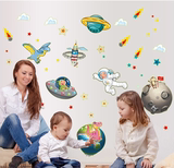 太空飞碟宇宙飞船卡通夜光墙贴 儿童房卧室装饰贴纸可移除荧光贴