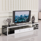 五金镂空框架钢化玻璃电视柜烤漆黑白色电视柜现代简约方形电视柜