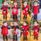 2015冬装儿童女童女宝宝加厚连衣裙大红色礼服裙子唐装旗袍新年装