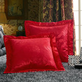 大红婚庆贡缎提花沙发靠垫套床头靠枕抱枕套60x60不含芯一对包邮