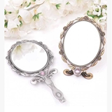 进口韩国公主镜复古欧式超迷你化妆镜便携随身折叠手柄金属小镜子
