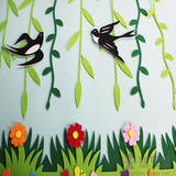 幼儿园教室环境布置不织布手工材料成品吊饰装饰柳条燕子树叶