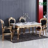 新古典后现代金箔长餐桌欧式豪华饭桌酒桌大理石实木餐椅组合特价