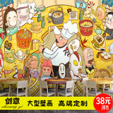 餐厅壁纸食物创意漫画涂鸦茶餐厅休闲吧咖啡厅快餐店大型壁画墙纸