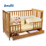 巴布力bb婴儿床实木无漆童床欧式带滚轮护栏宝宝游戏床新生儿0-6
