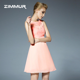 ZIMMUR2015新款蕾丝拼接通勤ol连衣裙a字裙RD74101323