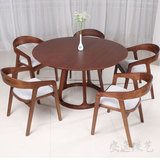 欧式 餐桌 进口老榆木家北欧餐桌 实木餐桌椅组合圆形餐桌6人圆桌