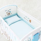 呵宝婴儿床上用品套件棉制婴儿床围五件套可拆洗春夏宝宝床品