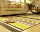 地毯 客厅时尚现代简约绿色手工条纹家用茶几卧室床边毯可定制