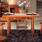 橡木1.2米可折叠餐桌可伸缩餐台小户型饭桌海棠色全实木餐桌椅组