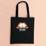 原创韩国帆布包单肩包手提包环保袋购物大脸加菲猫女学生书包拉链