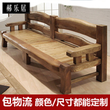 高端纯实木仿古做旧沙发家具单双三人实木沙发组合复古沙发床松木