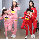 女童春秋套装2016新款韩版母女装亲子休闲运动中大童长袖两件套