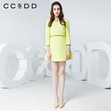 CCDD2016春装专柜正品新款女装圆领假两件连衣裙气质A字裙