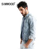Simwood男装2016春季男士夹克 修身怀旧牛仔外套纯棉立领牛仔夹克