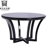 新中式餐桌椅组合现代餐厅简约实木黑色圆餐桌椅酒店餐厅餐台定制