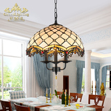 餐厅吊灯三头创意餐桌灯 欧式卧室灯温馨浪漫 美式艺术蒂凡尼灯饰
