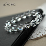 隆晶 天然白水晶手链手串单圈 钻石切工女款韩版时尚甜美饰品礼物