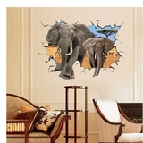 除墙贴餐厅墙贴超大型大象3D效果立体客厅墙壁装饰创意墙可移壁画