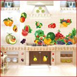 包邮3D可移除立体墙贴儿童房幼儿园厨房店铺贴纸画水果蔬菜装饰