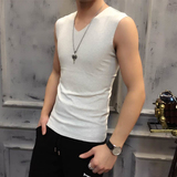 夏季薄款男士莫代尔无痕砍袖背心青少年纯色新款无袖韩版修身T恤