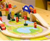 木制儿童城市交通场景轨道火车模型 小男孩汽车玩具套装1-3-6周岁