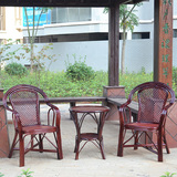 藤椅茶几三件套天然真藤椅子户外简约休闲阳台桌椅家具组合套件